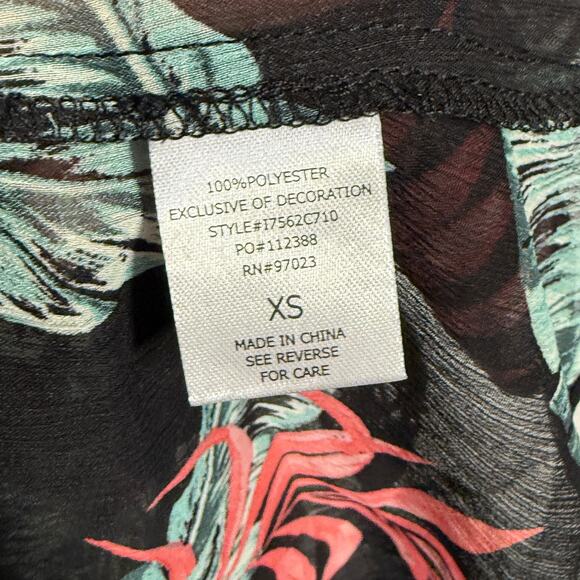 Miken Juniors' Crochet-Trim Kimono Cover-Up black/wild watermelon XS - Picture 6 of 6